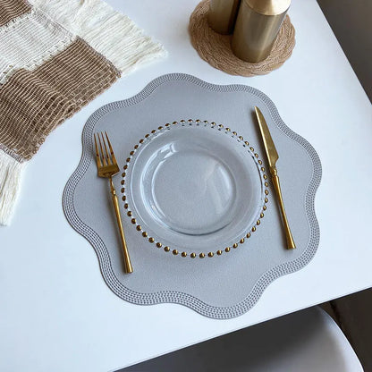 FloraMat Round Embossed Faux Leather Placemats