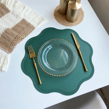 FloraMat Round Embossed Faux Leather Placemats