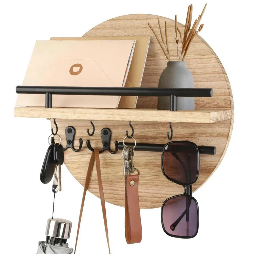 Runder Schlüsselhalter aus Holz