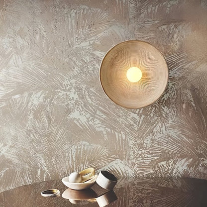 Rustic Wood-Effect Circular LED Wall Sconce