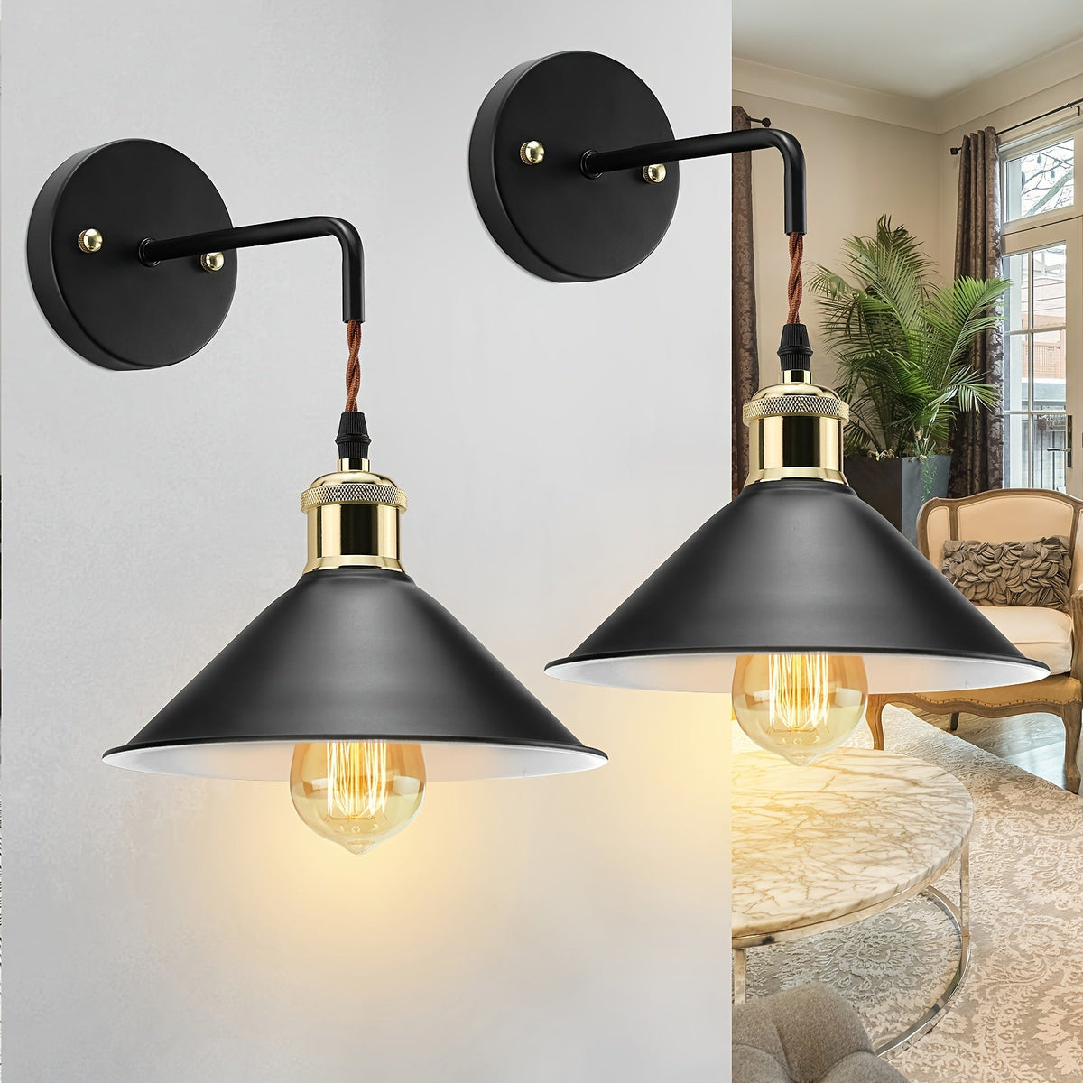 Industrial Metal Wall Sconce (Set of 2)