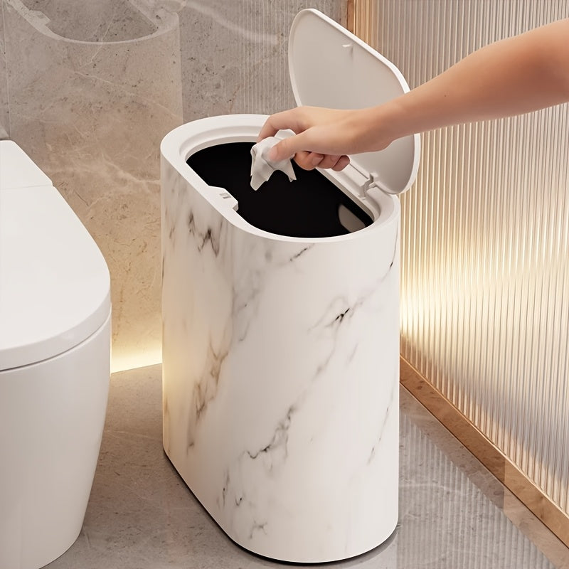 Marble Pattern Oval Bin with Lid