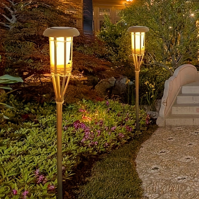 Solar Bamboo Flame Garden Lights, 2-Pack