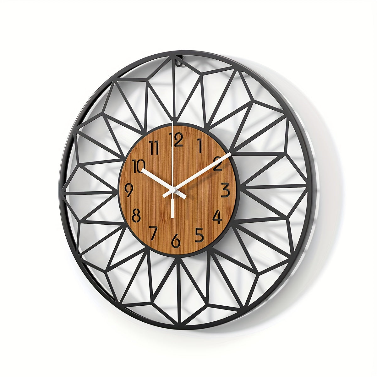 Metal & Wood Grain Silent Wall Clock