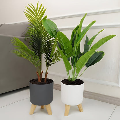 Modern Round Planter with Wooden Tripod Legs