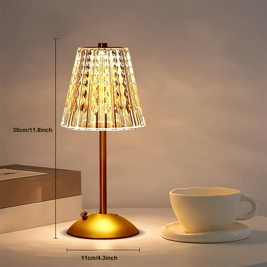 Faceted Crystal-Effect Touch Table Lamp