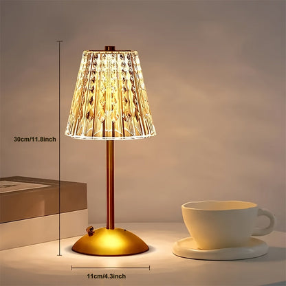 Faceted Crystal-Effect Touch Table Lamp