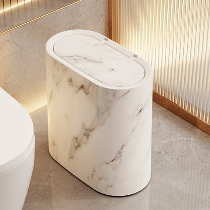 Marble Pattern Oval Bin with Lid