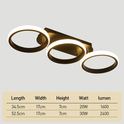 Überlappende LED-Deckenleuchte mit Ringdesign