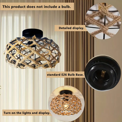 Bohemian Handwoven Hemp Rope Ceiling Light