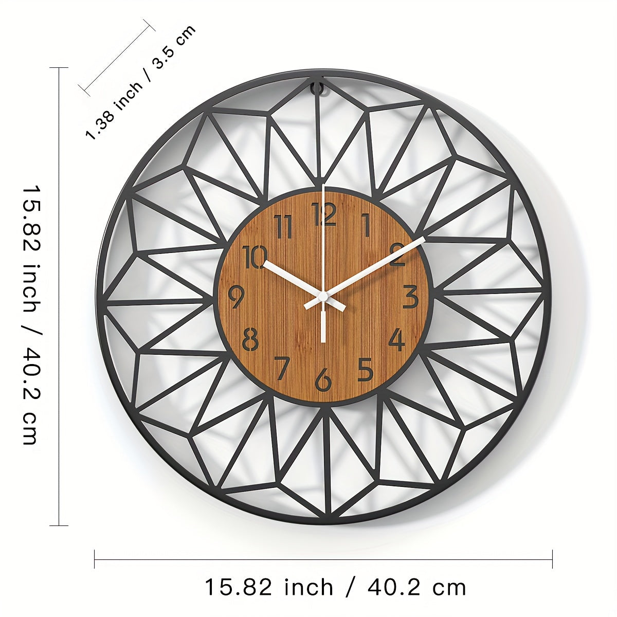 Metal & Wood Grain Silent Wall Clock