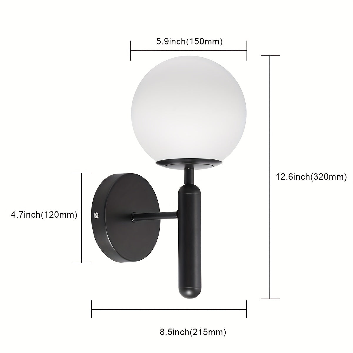 Polished Metal Frosted Globe Wall Sconce