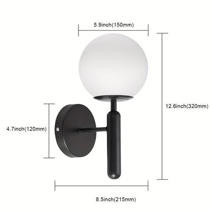 Polished Metal Frosted Globe Wall Sconce