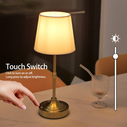 Dimmable Cordless Fabric Shade Table Lamp