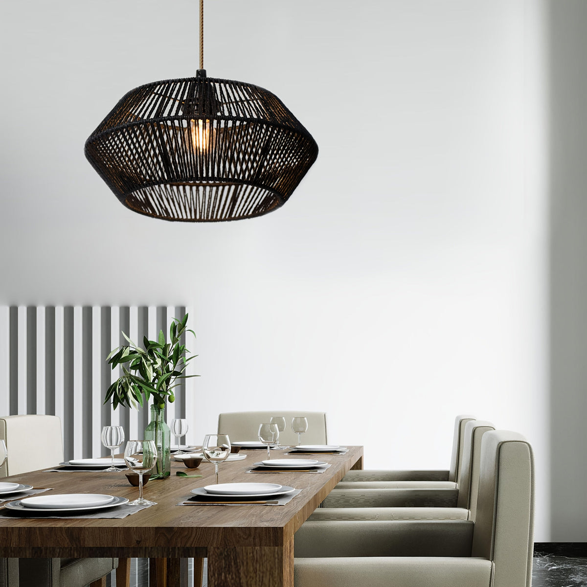 Geometric Handwoven Paper Rope Pendant Shade