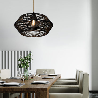 Geometric Handwoven Paper Rope Pendant Shade