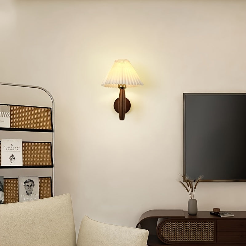 Nordic Wooden Pleated Wall Sconce
