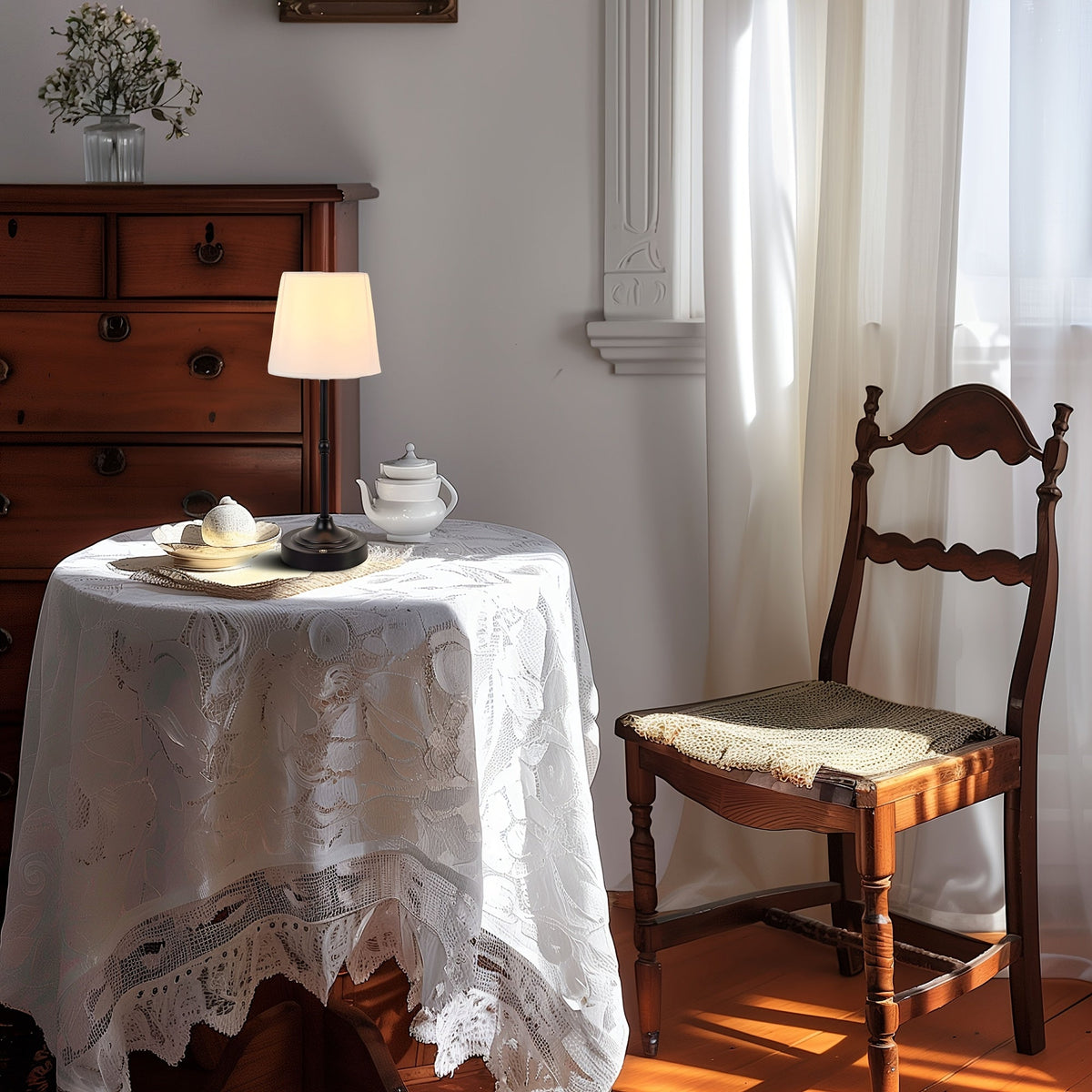 Dimmable Cordless Fabric Shade Table Lamp