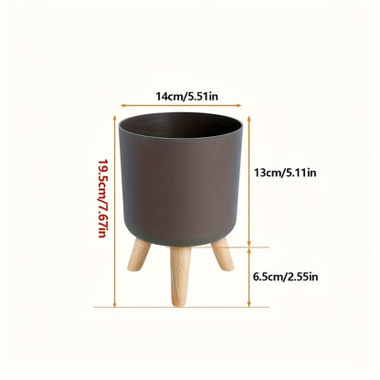Modern Round Planter with Wooden Tripod Legs
