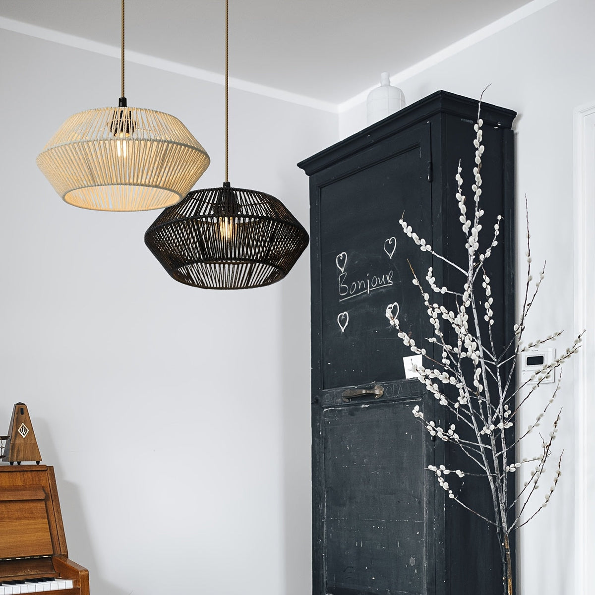 Geometric Handwoven Paper Rope Pendant Shade