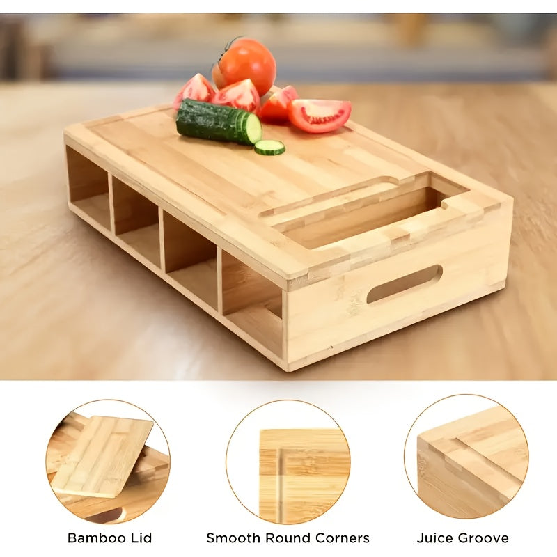 Bamboo Cutting Board with Trays & Graters