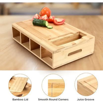 Bamboo Cutting Board with Trays & Graters