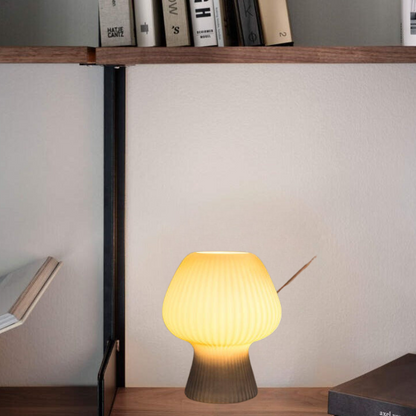 Vintage Ribbed Glass Mushroom Bedside Lamp