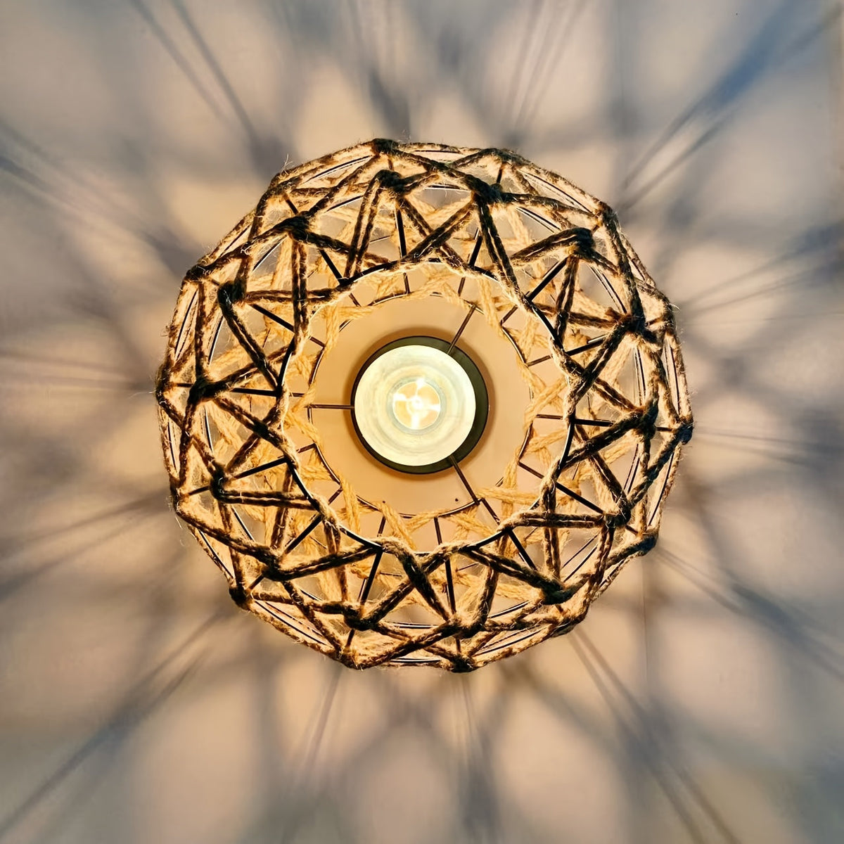 Bohemian Handwoven Hemp Rope Ceiling Light