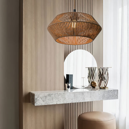 Geometric Handwoven Paper Rope Pendant Shade