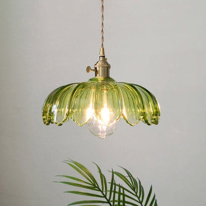 Vintage Blumen-Glaspendelleuchte