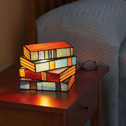 Buntglas-Buchlampe