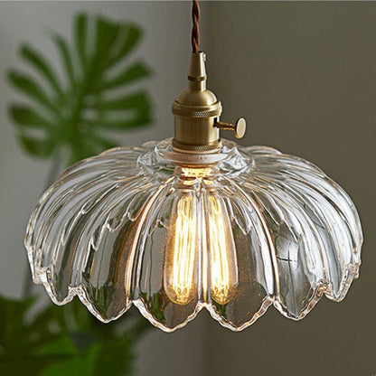 Vintage Blumen-Glaspendelleuchte