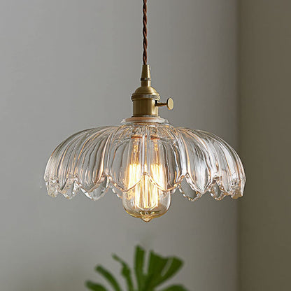 Vintage Blumen-Glaspendelleuchte