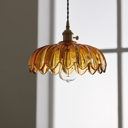 Vintage Blumen-Glaspendelleuchte
