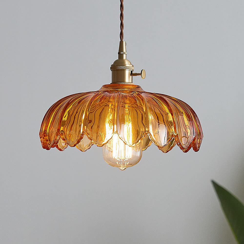 Vintage Blumen-Glaspendelleuchte