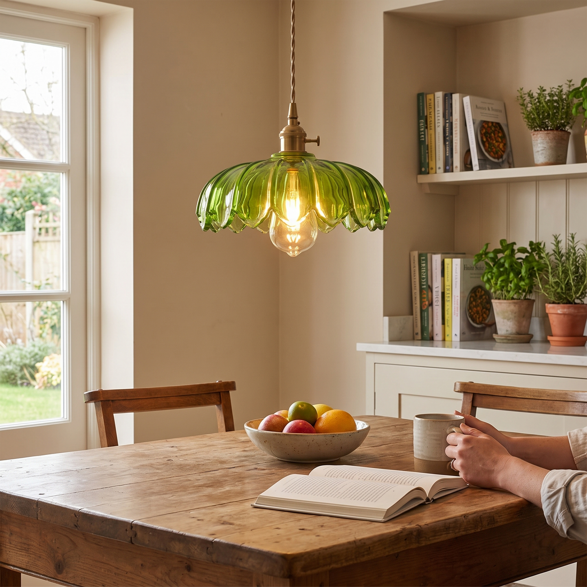 Vintage Flower Glass Pendant Lamp in a lifestyle setting