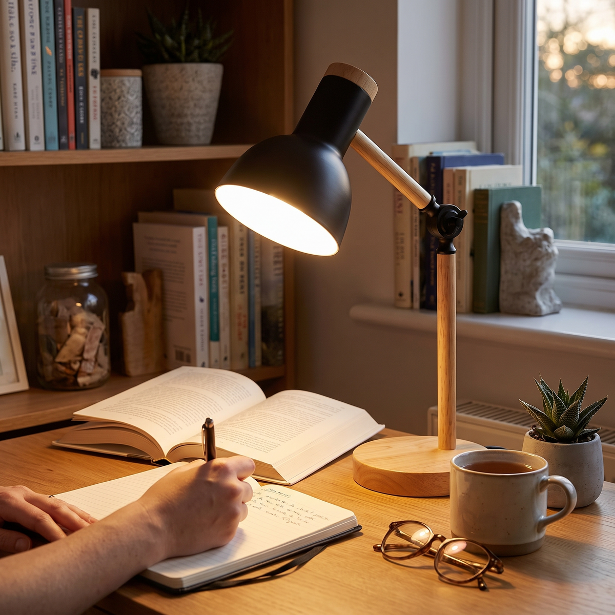 Nordic Wooden LED Desk Lamp in a lifestyle setting