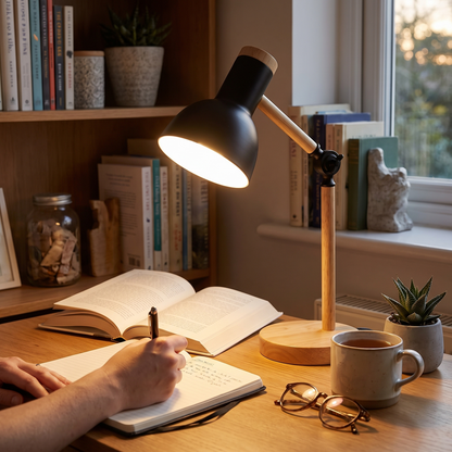 Nordic Wooden LED Desk Lamp in a lifestyle setting