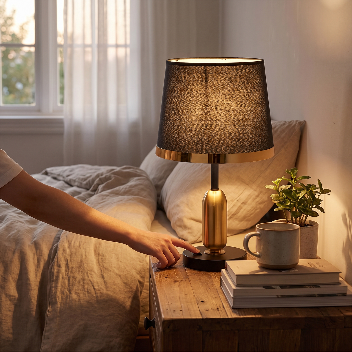 Vintage Black & Gold Table Lamp in a lifestyle setting