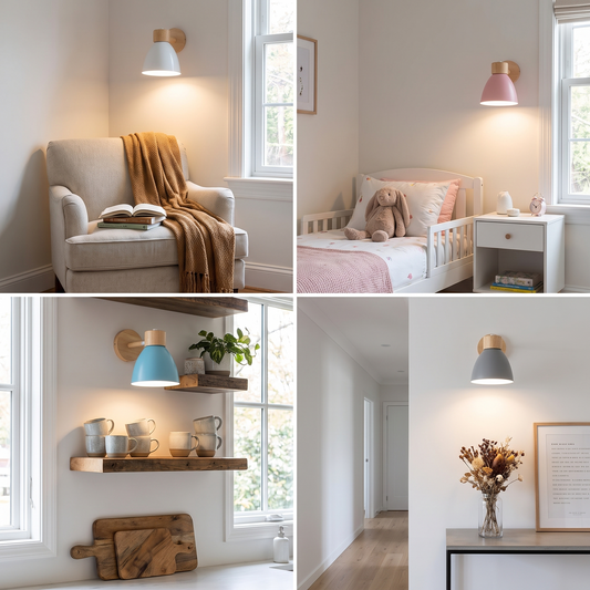 Wood & Iron Macaron Wall Sconce in a lifestyle setting