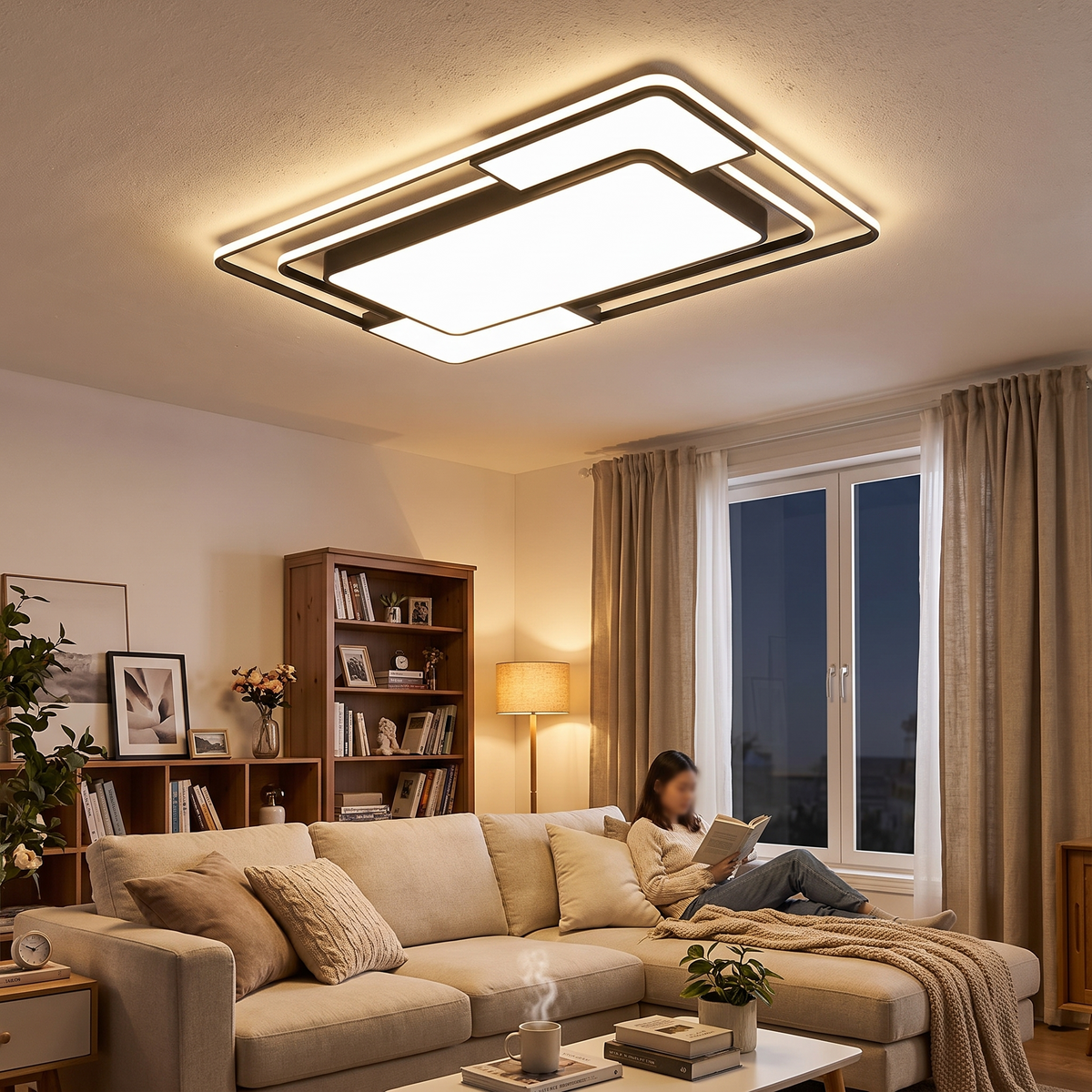 Remote-Controlled LED Ceiling Light in a lifestyle setting