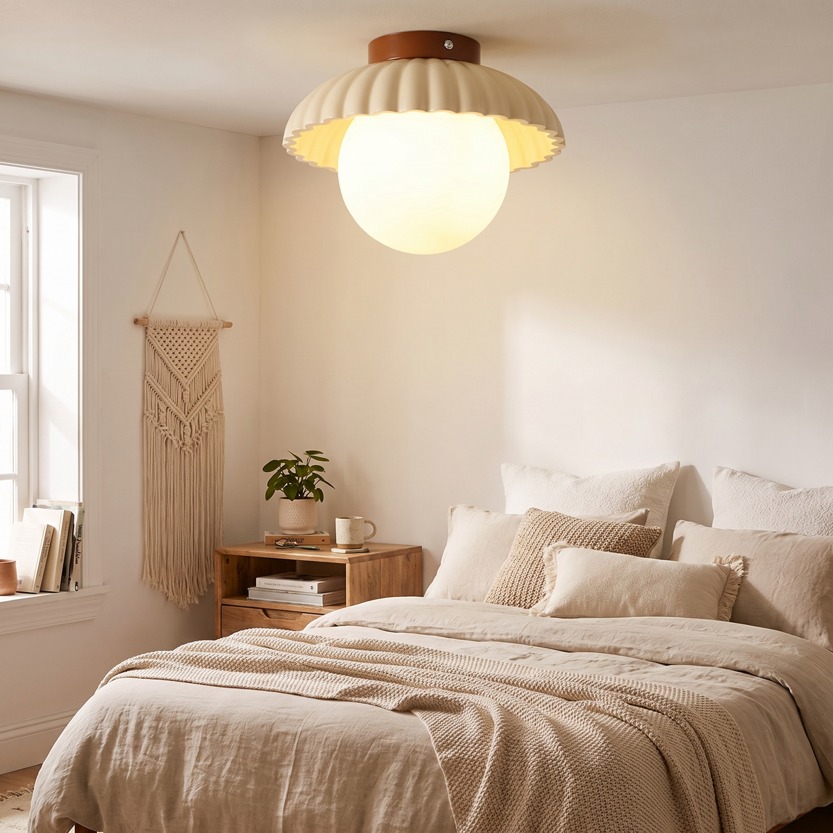 Ribbed Iron & Glass Hallway Ceiling Light in a lifestyle setting