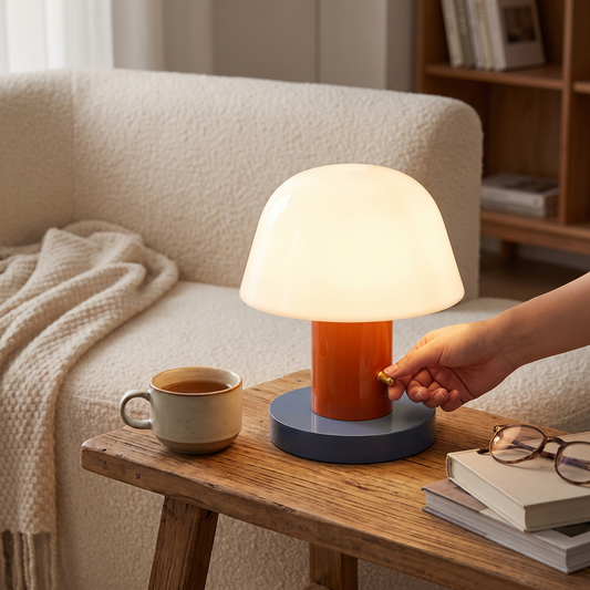 Rechargeable Mushroom Table Lamp in a lifestyle setting