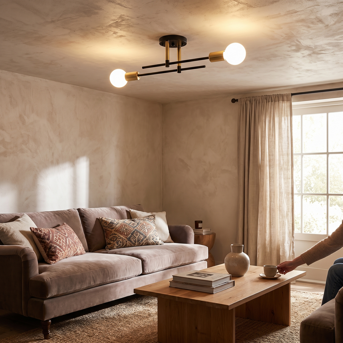 Modern 2-Light Flush Mount Chandelier in a lifestyle setting