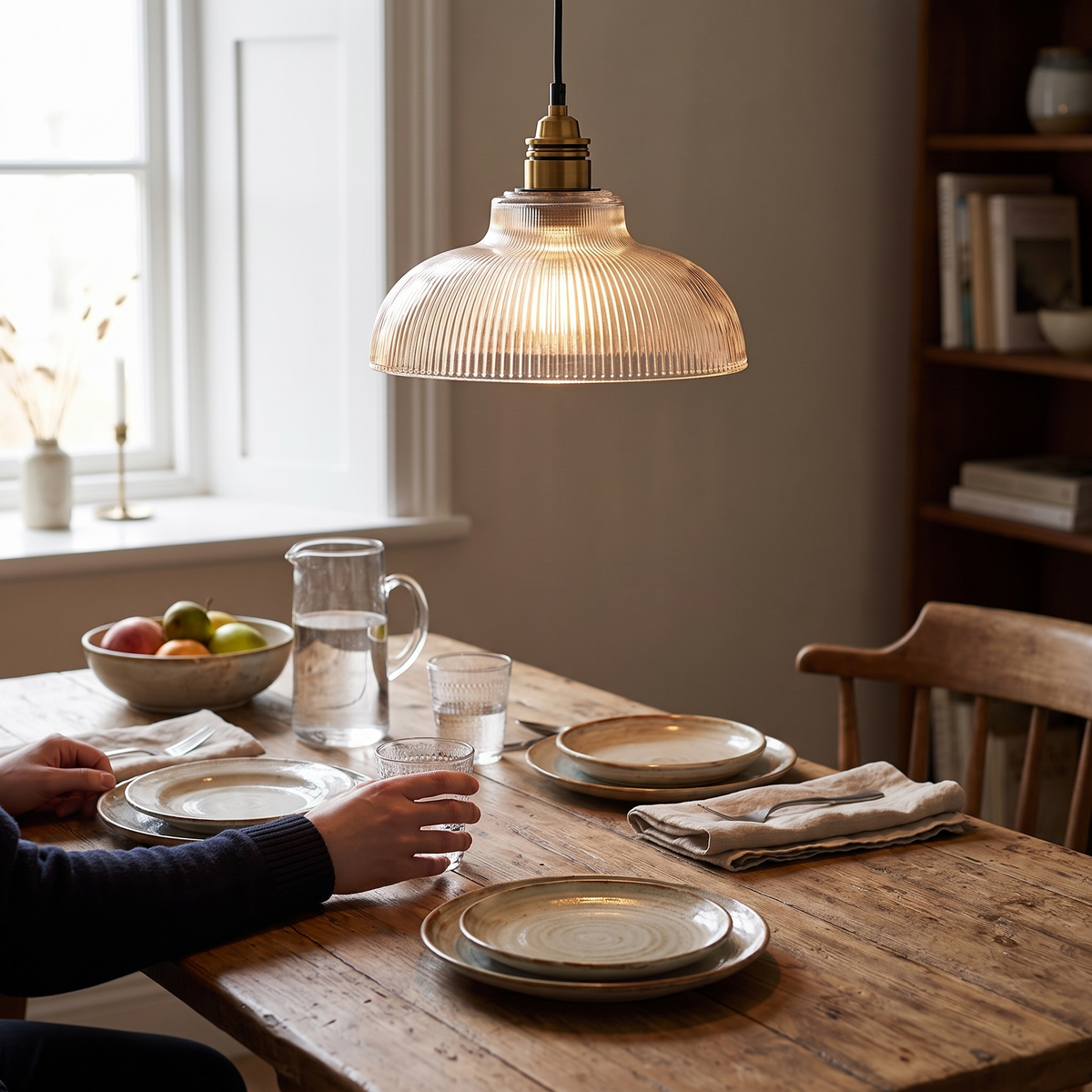 LumiVibe Ribbed Glass Pendant Light in a lifestyle setting