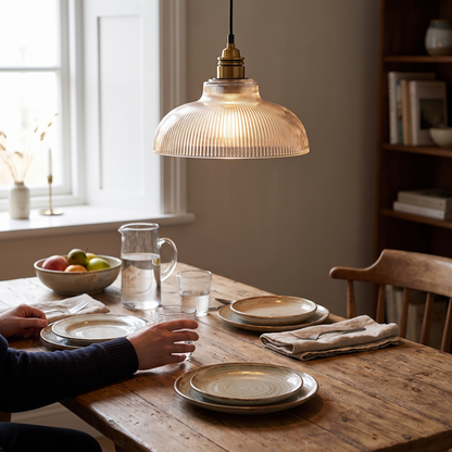 LumiVibe Ribbed Glass Pendant Light in a lifestyle setting