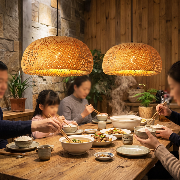 Natural Bamboo Rattan Pendant Lamp in a lifestyle setting