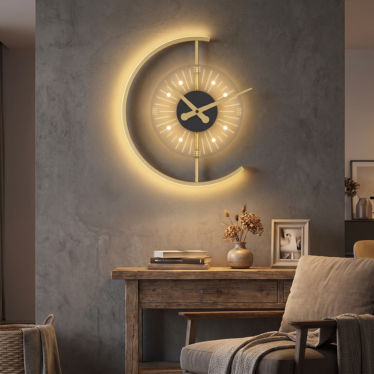 Lunaris Wall Lamp Clock in a lifestyle setting