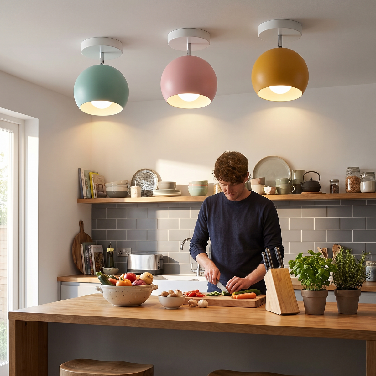 Nordic Macaron Round Ceiling Light in a lifestyle setting