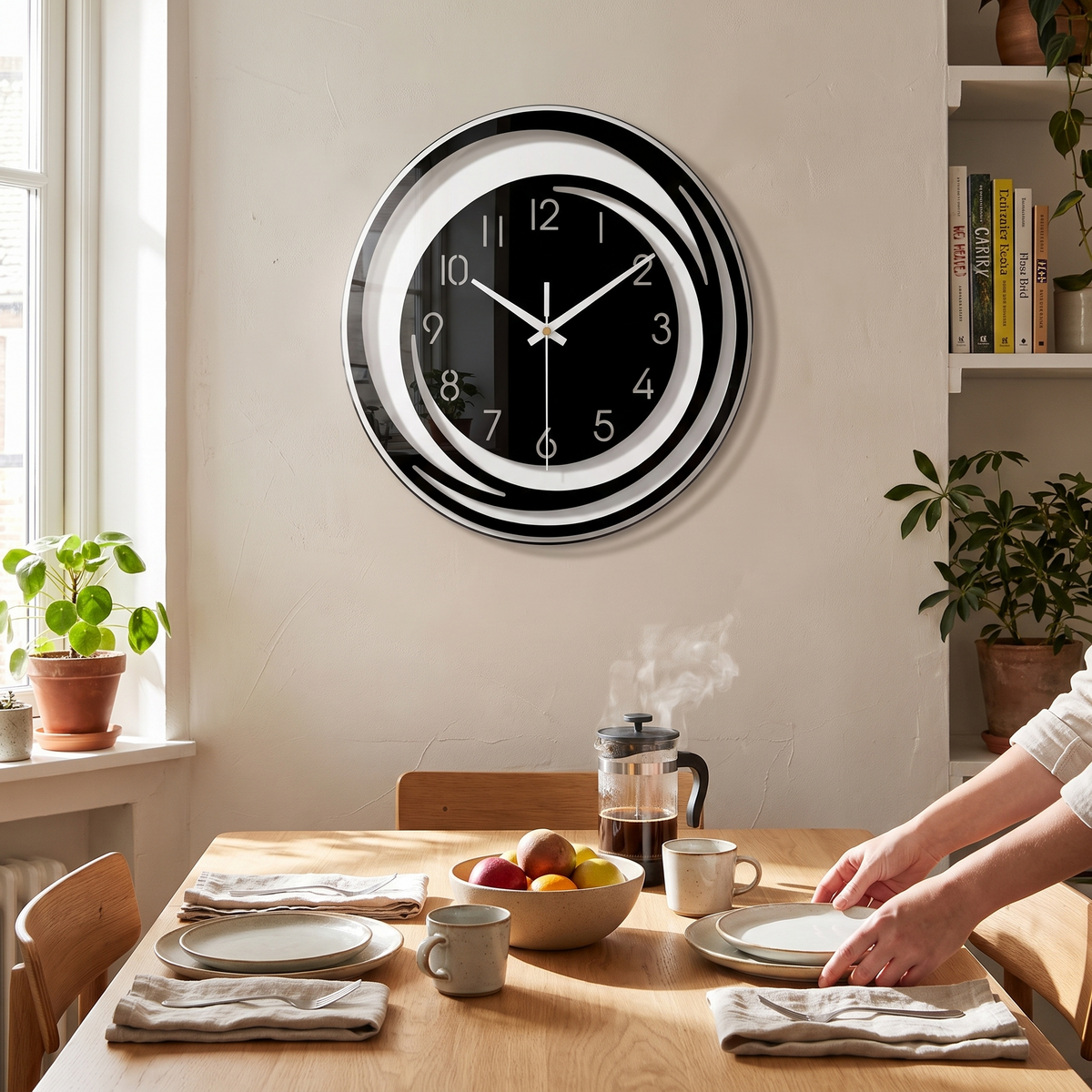 Sorana Black Acrylic Wall Clock in a lifestyle setting